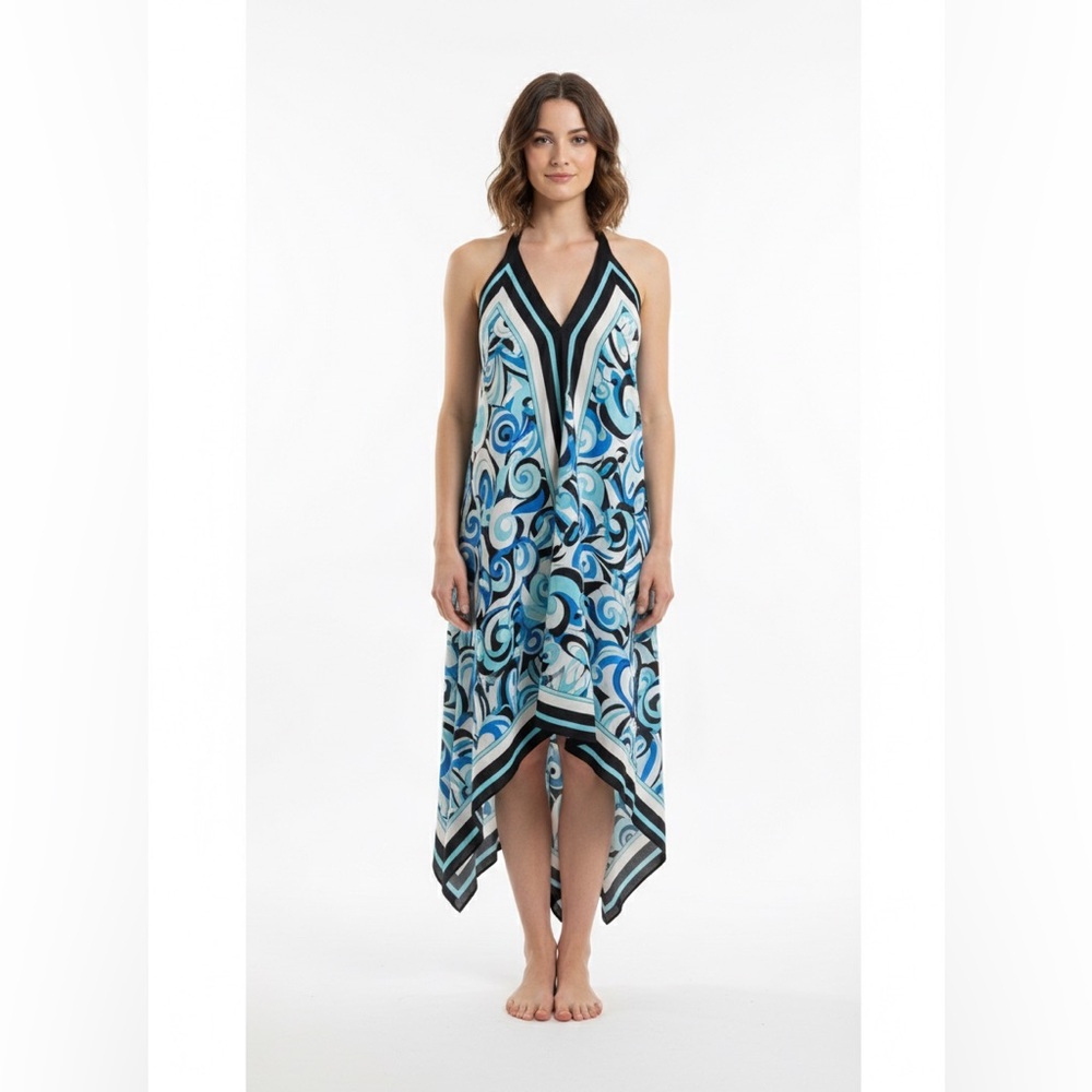 MICHAEL Michael Kors Asymmetrical scarf Dress in Blue and Black